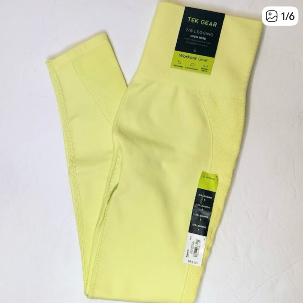 Tek Gear Seamless 7/8 Ankle Leggings Womens Breathable Mesh Side Details NWT